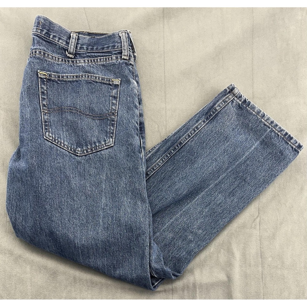 Lee Jeans Mens 38x29 Blue Regular Fit Straight Leg Denim Medium Wash 20J8973